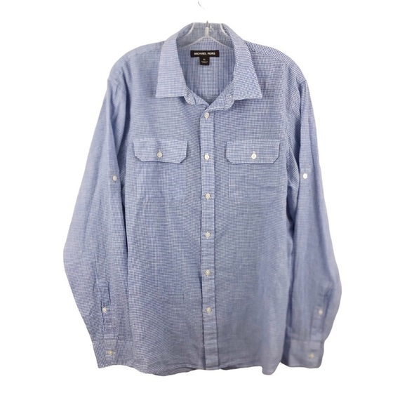 Michael Kors Gingham Linen Shirt - Picture 1 of 5